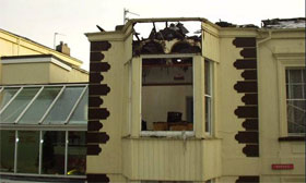 Hotel after electrical fire destroys roof